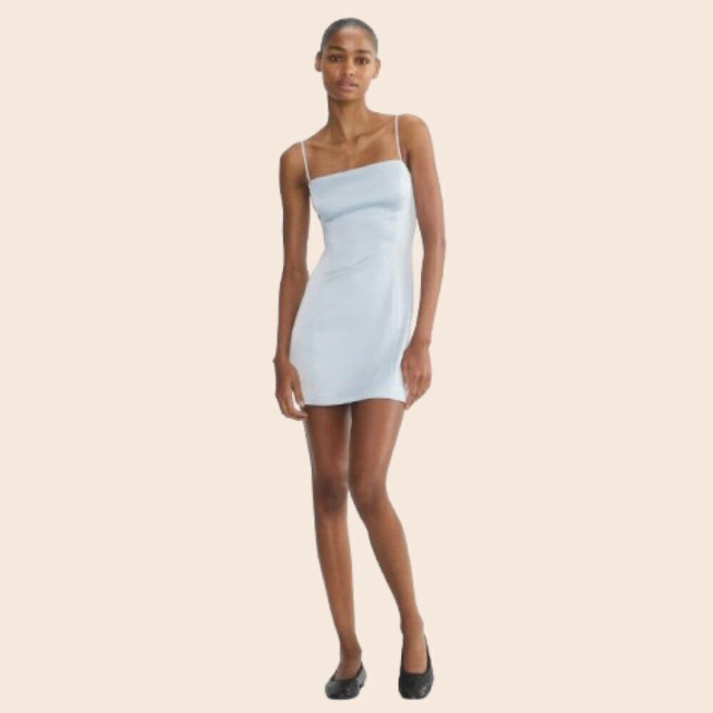 Sunday Best Shimmer Satin Squareneck Micro Dress Size 6